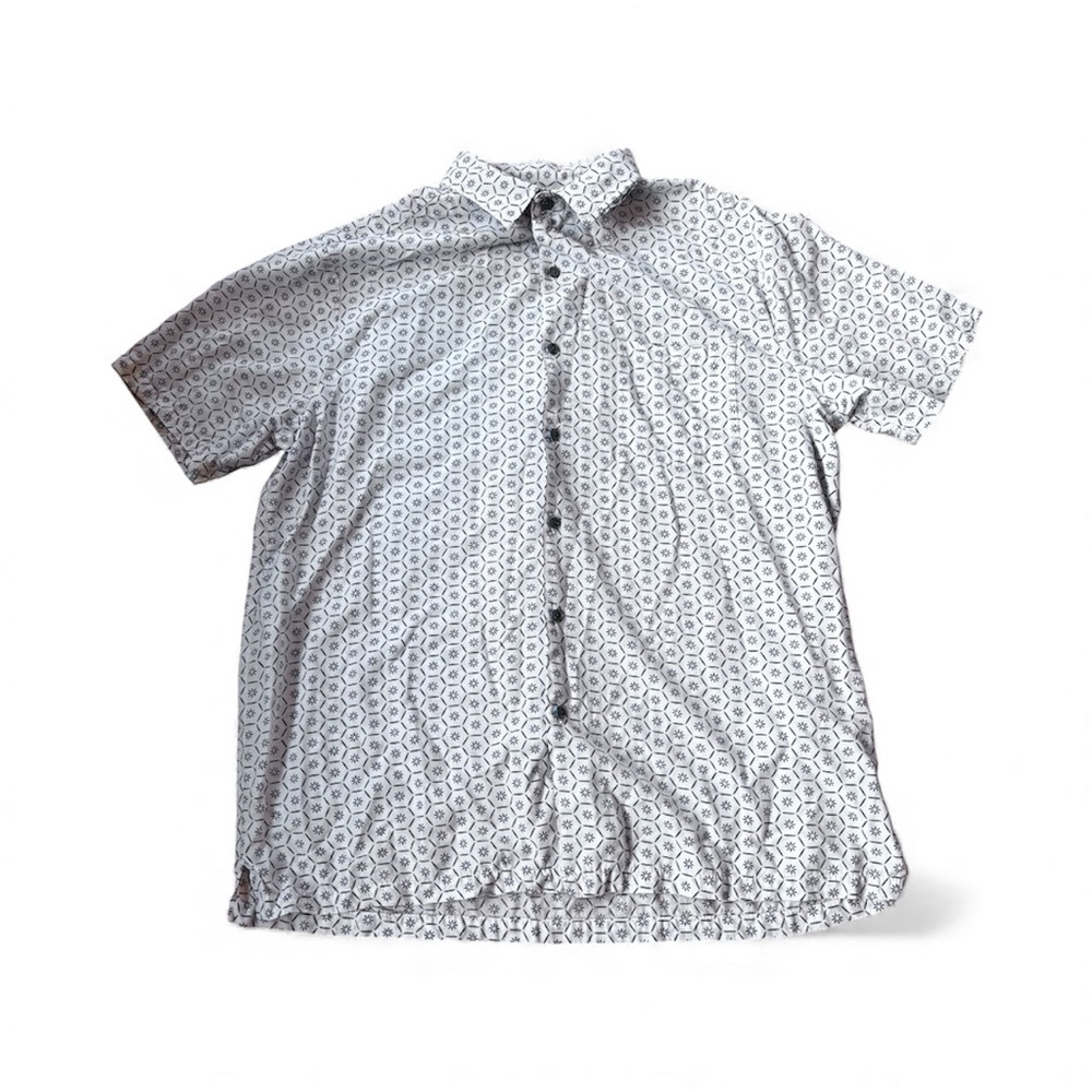 Tori Richard Men’s Short Sleeve Button Shirt Geometric Print Hawaiian Style Lg